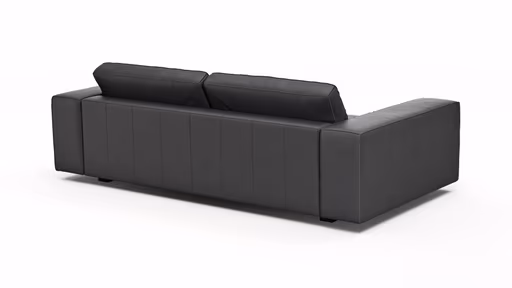 Sofa Aprino 1 - 3,5-Sitzer XL, Dickleder, Schwarz, Armlehne Block breit