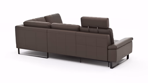 Ecksofa Enna - 3-Sitzer mit Ecke rechts inkl. motorischer Relaxfunktion, Leder, Mocca