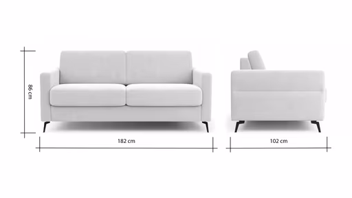 Schlafsofa Laredo - 2,5-Sitzer inkl. Schlaffunktion und Armlehne klappbar, Stoff, Offwhite