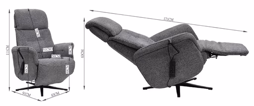 TV-Sessel MARLON - drehbar, Relaxfunktion, Kopfteilverstellung, Stoff, Graublau