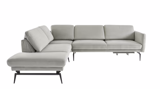 Ecksofa Estrela - Ecke links mit 2,5-Sitzer inkl. Rücken-/Armlehne verstellbar, Stoff, Schlammgrün