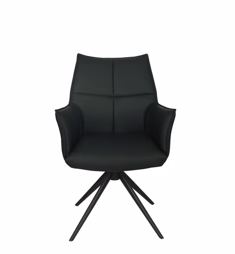 Armlehnstuhl MELE - drehbar, Leder, Schwarz