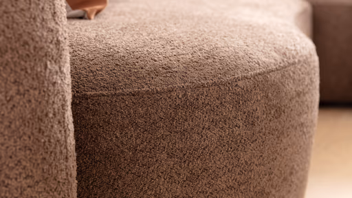 Ecksofa Karasu - 3-Sitzer mit Ottomane rechts, Stoff, Taupe