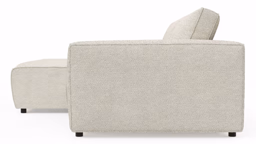 Ecksofa Lilaia - Chaise Longue XL mit 1,5-Sitzer XL rechts, Stoff, Creme
