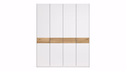 Drehtürenschrank Viana - B ca. 204 cm, Lack, Weiß, Riffholz, Wildeiche