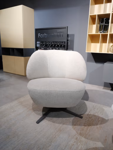 Sessel Caruso II - Drehbar, Stoff, Ecru