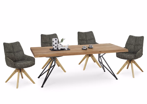 Armlehnstuhl MATTEA - drehbar, Stoff, Dunkelbraun