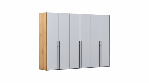 Drehtürenschrank Colorado - B. ca. 307 cm, Glas, Hellgrau matt