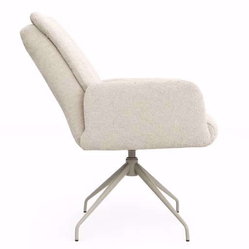 Armlehnstuhl Evania - Dreh und Relax-Funktion, hoher Rücken, Stoff, Creme