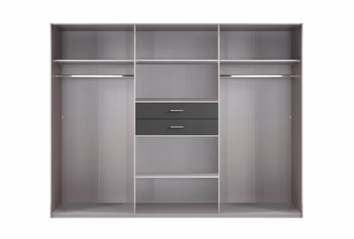 Drehtürenschrank- B ca. 270 cm, Weiß, Graphit