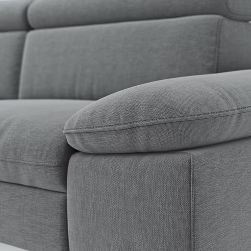 Ecksofa Felipa - Longchair links mit 2,5-Sitzer inkl. Kopfteil verstellbar, Stoff, Grau