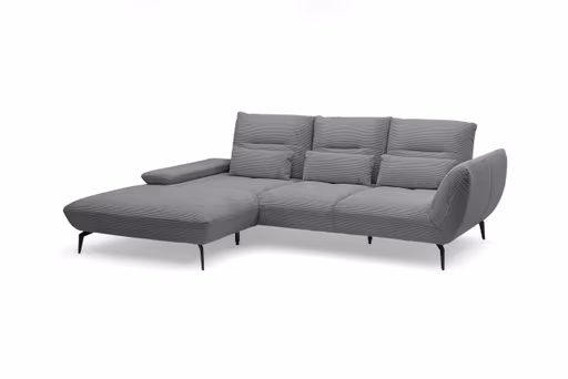 Ecksofa PAYTON - Ecke links, 2-Sitzer inkl. Rückenneigung, Armteilverstellung, Stoff, Grau
