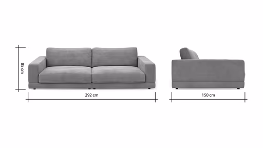 Megasofa Juni Lounge - B ca. 292 cm, Stoff Navy-Beige