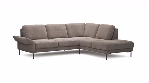 Ecksofa Rockport A - 2,5-Sitzer mit Ecke rechts inkl. Armlehne klappbar, Stoff, Braun