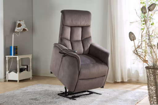 TV-Sessel - Aufstehhilfe, Relaxfunktion, Kopfteilverstellung, Stoff, Grau