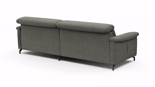 Ecksofa Paulina - 1-Sitzer mit Longchair rechts, Kopfteil verstellbar, Stoff, Khaki