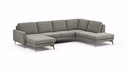 Wohnlandschaft Enna - Longchair links, 2,5-Sitzer, Ecke rechts, Stoff, Grau