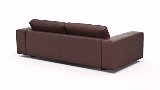 Sofa Aprino 1 - 3,5-Sitzer L, Dickleder, Dunkelbraun, Armlehne Block breit