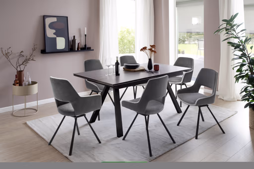 Stuhl - drehbar, Stoff, Dunkelgrau/Grau, Vintagelook