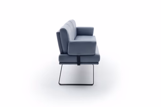 Bank Valloni - B ca. 221 cm, mit Arm- und Rückenlehne, Leder, Hellblau