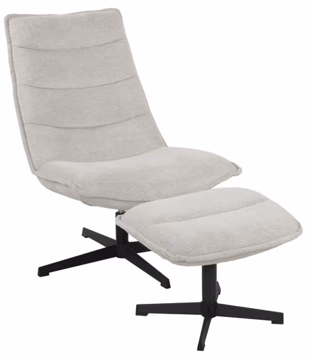 Relaxsessel mit Hocker - drehbar, Webstoff, Hellgrau
