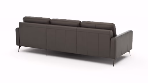 Ecksofa Enna - 3-Sitzer mit Longchair rechts, Armlehne A, Leder, Schwarz