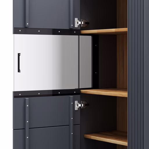 Vitrine Estana - Eiche massiv, Anthrazit