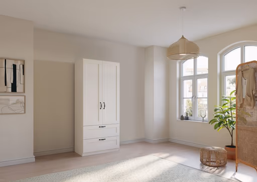 Drehtürenschrank ROMAN SPIN- B ca. 91 cm, Weiß, Landhausoptik