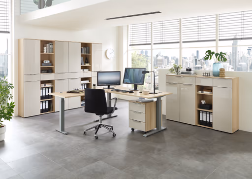 Büroregal - B ca. 40 cm, Riva Eiche Nachbildung, Kaschmir