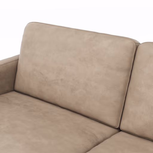 Sofa Enna - 3,5-Sitzer, Armlehne A, Leder, Taupe, Kufe, Schwarz