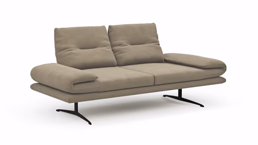 Sofa Lucero - 2,5-Sitzer inkl. Rückenlehne und Sitztiefe verstellbar, Leder, Taupe 