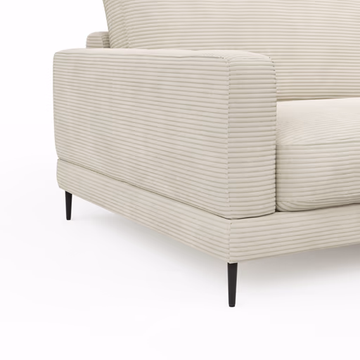 Ecksofa Janne - 1,5-Sitzer, Longchair rechts, Cord, Offwhite