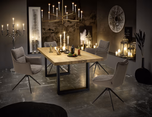 Esstisch - LB ca. 200x100 cm, Zerreiche massiv geölt, Schwarz