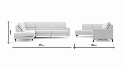 Ecksofa Valera - Ecke mit 3-Sitzer rechts inkl. Rückenlehne verstellbar, Stoff, Natur
