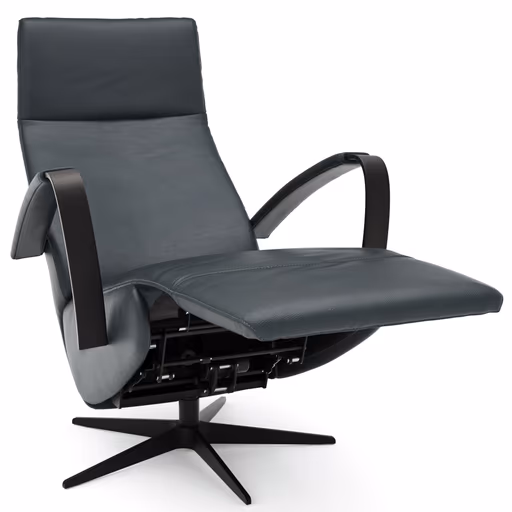 Relaxsessel Girona - Relaxfunktion (motorisch), Leder, Graphit