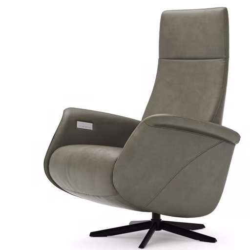 Sessel Girona - Relaxfunktion (motorisch), Leder, Moos