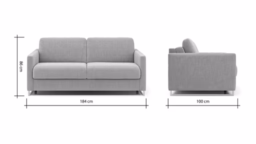 Sofa Nuoro - 2,5-Sitzer inkl. Schlaffunktion, Armlehne mit Kufe, Stoff, Natur