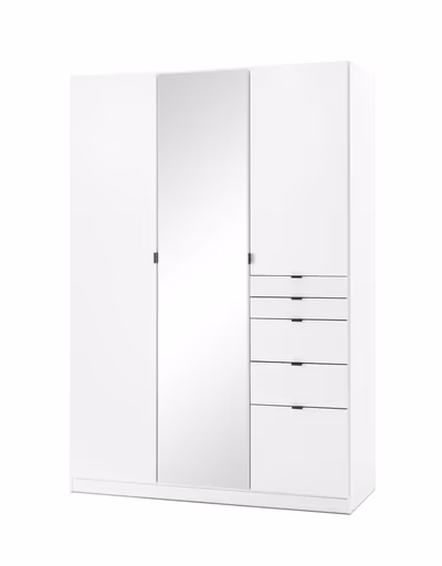 Drehtürenschrank ROVANO- B ca. 136 am, Weiß, Spiegel