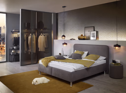 Polsterbett EM Select - Liegefläche ca. 180x200 cm, Stoff, khaki