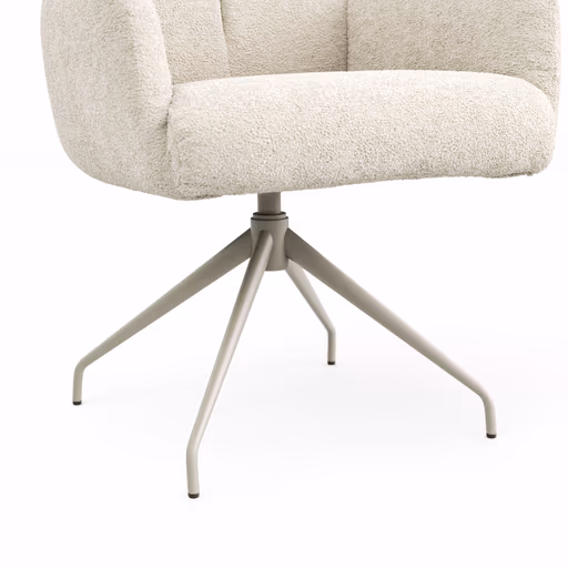 Armlehnstuhl Evania - Dreh und Relax-Funktion, hoher Rücken, Stoff, Creme