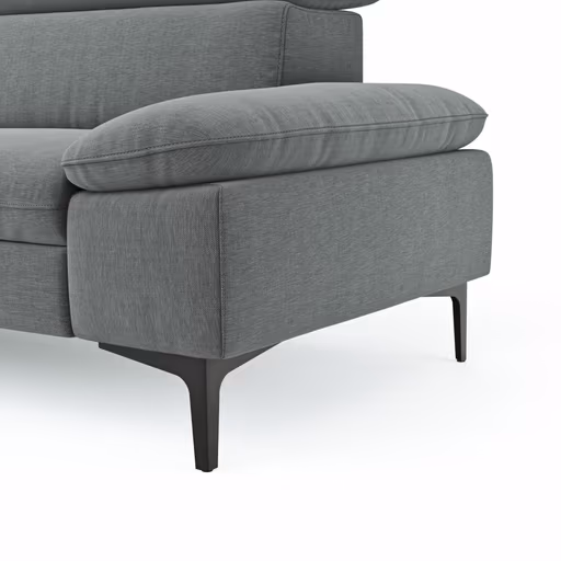 Ecksofa Felipa - Ecke links mit 2,5-Sitzer inkl. Kopfteil verstellbar, Stoff, Grau