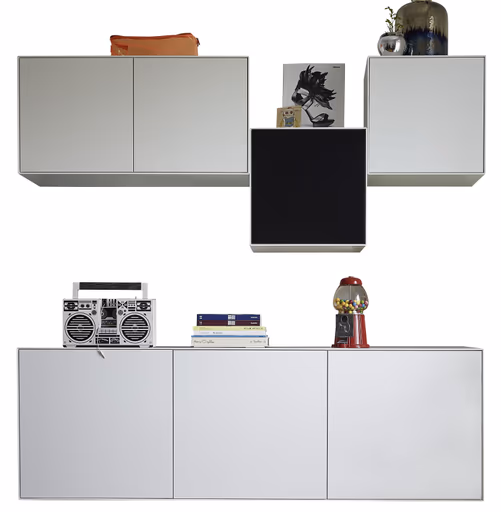 Wohnwand Edge - Lack, Weiß