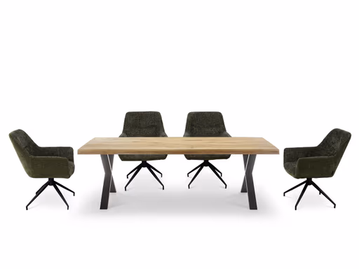 Esstisch - LB ca. 240x100 cm, Eiche massiv geölt, Baumkante, Schwarz