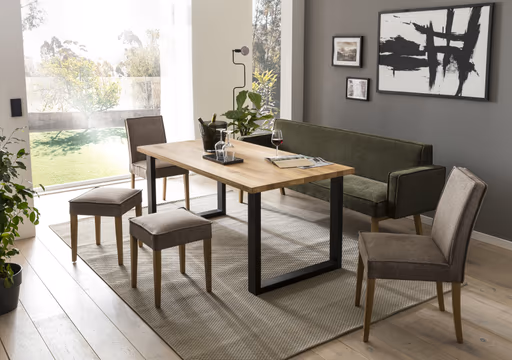 Hocker - LB ca. 42X42 cm, Stoff, Taupe/Grau