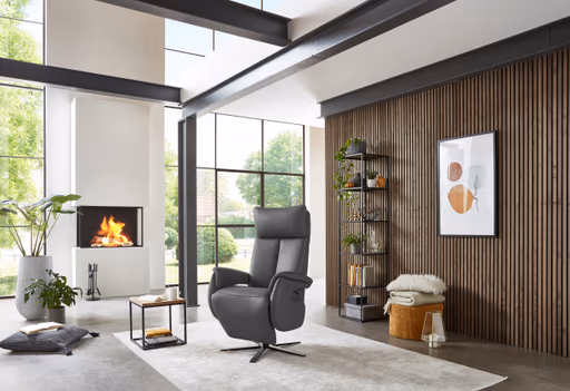 Fernsehsessel EM Pirna HV - Relaxfunktion, Leder, Anthrazit