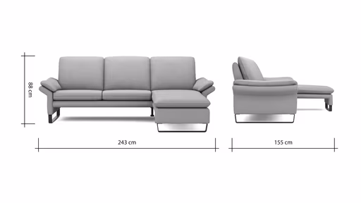 Ecksofa Tenero - 2-Sitzer mit Longchair rechts, Stoff, Helles Rosa