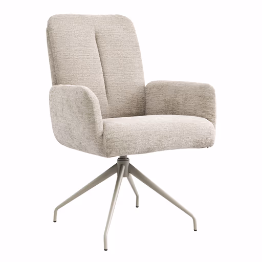 Armlehnstuhl Evania - Dreh und Relax-Funktion, hoher Rücken, Stoff, Ecru