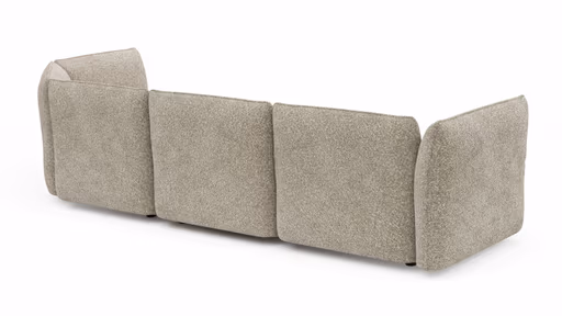 Trapezsofa Motone - 2-Sitzer mit Ecke rechts, Stoff, Beige
