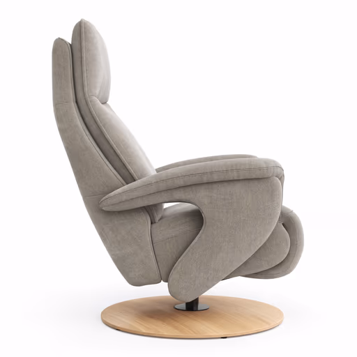 Sessel Tulsa Relax - Größe M, inkl. Kopf-/Fußteil/Rückenlehne verstellbar, Stoff, Graubeige