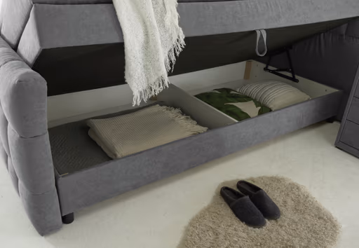 Boxspringbett - Liegefläche ca. 180x200 cm, Stoff, Dunkelgrau